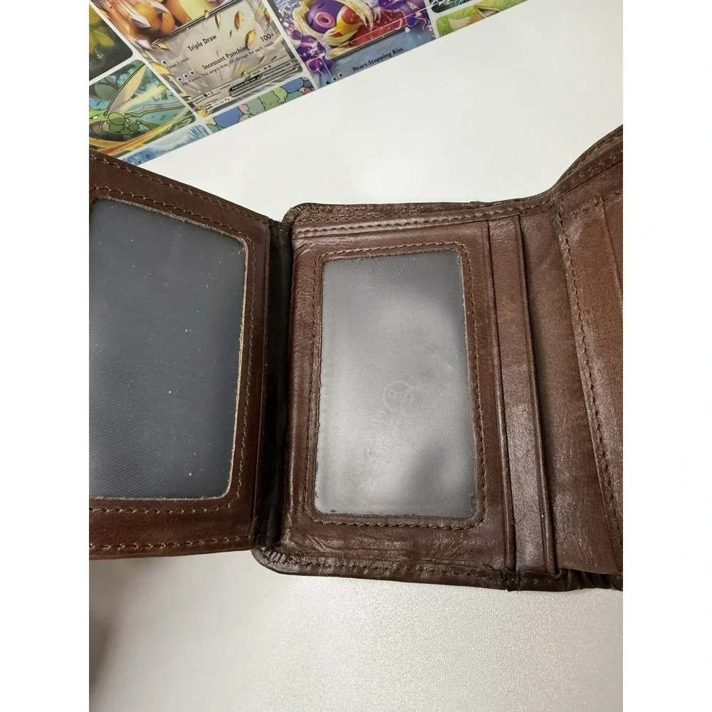 Bullcaptain Genuine Leather Trifold Wallet Brown RFID Style 3.5x4.5